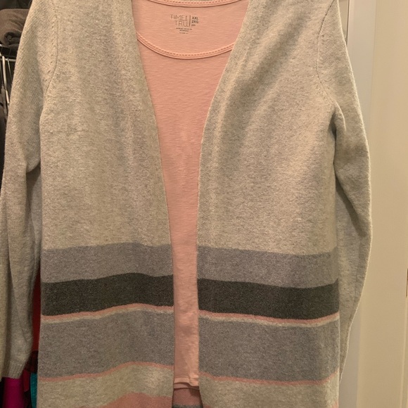 a new day Sweaters - A New Day Cardigan from Target in light gray/charcoal gray & pink in size XXL.